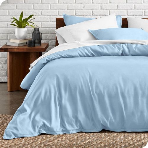 Tzf-Parure De Couette 135 X 200 Cm - Housse De Couette En Microfibre Doublement Brossée Et 1 Taies D¿Oreiller (135 X 200/80 X 80 X 1, Bleu Clair)