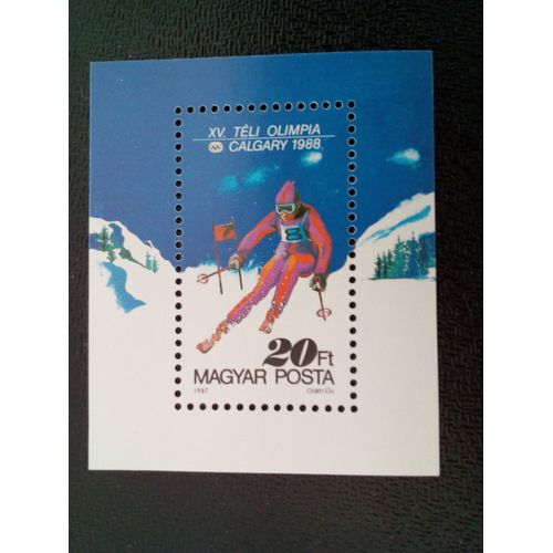 Timbre Hongrie Yt Bf 194 Jeux Olympiques D'hiver De 1994 À Calgary 1987 ( 10812 )