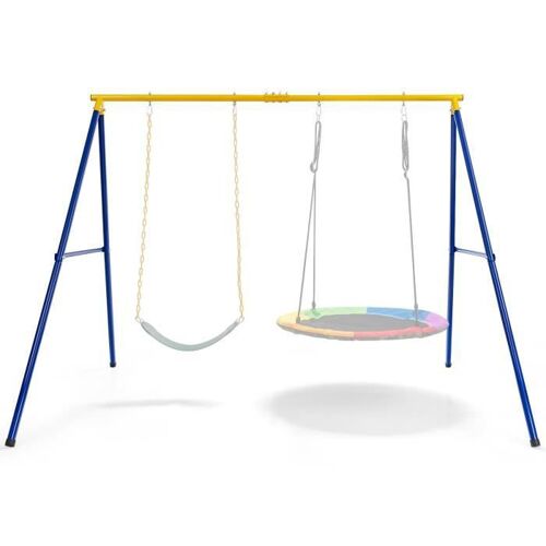 Costway Portique De Balançoire Pour Enfants En Forme De A Charge 300kg Avec 2 Façons De Suspendre Piquets D'ancrage 249x185x181,5cm