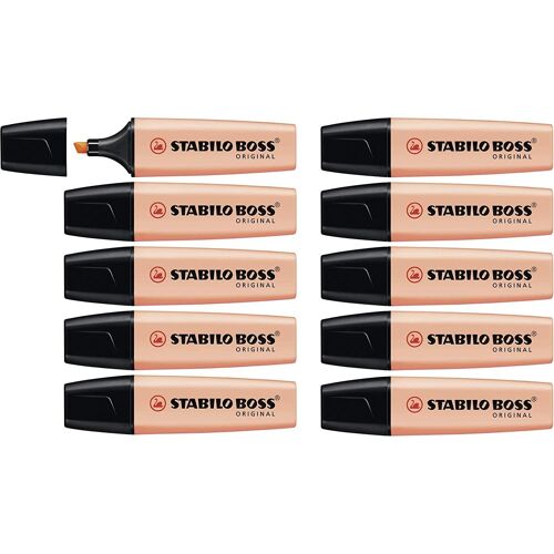 Stabilo Lot De 10 Surligneurs Boss Original Pastel Pointe Biseaut¿E 2 - 5 Mm Teint De P¿Che