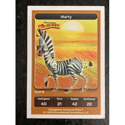 Carte Carrefour Dreamworks - Madagascar - Marty 54/216