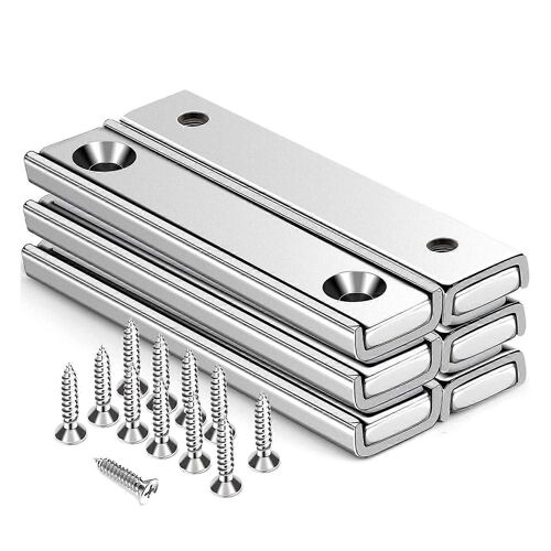 Aimants Rectangulaires En Néodyme 70lbs, Barres Magnétiques Avec Trou Fraisé Et Capsule En Acier, Pour Mur