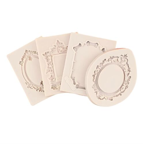Cadre Photo Fondant Moule Miroir Silicone Moule Rétro Cadre Moule Gâteau Décoration