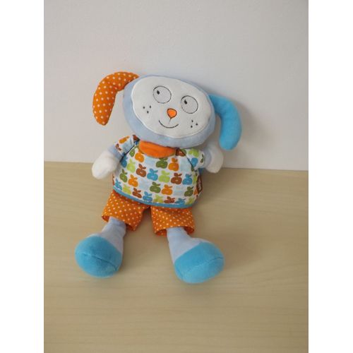 Doudou Chien Bleu Orange Baby Sun