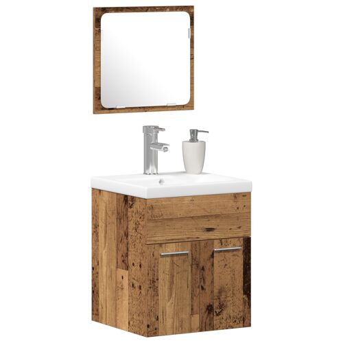 Vidaxl Ensemble De Meubles De Salle De Bain 3 Pièces En Vieux Bois