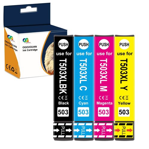OGOUGUAN 503XL Cartouches d'encre Remplacement pour Epson 503 XL pour Epson Expression Home XP-5200 XP-5205 Workforce WF-2960DWF WF-2965DWF (4 Pack)