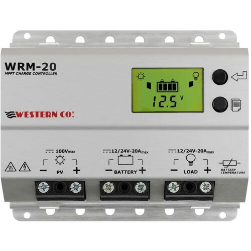 WRM20 Régulateur de Charge 20 A MPPT, Gris Argent Silver Western CO.