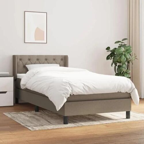 3129909 vidaXL Lit à sommier tapissier avec matelas Taupe 80x200 cm Tissu