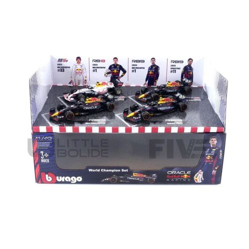 Bburago 1/43 18-38092 Red Bull Pack - Rb16b Turkish - Rb18 - Rb19 - Rb19 Miami (M. Verstappen / S. Perez) Diecast Modelcar-Bburago