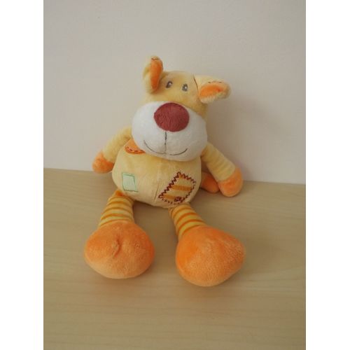 Doudou Peluche Chien Jaune Orange Kiabi