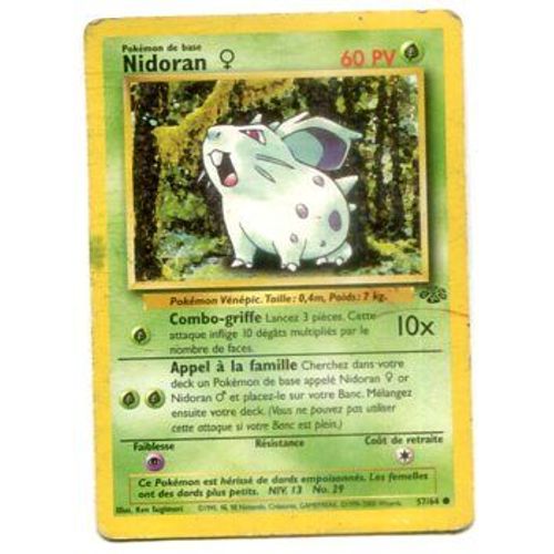 Carte De Jeu - Pokémon - " Nidoran " - Réf 57 / 64