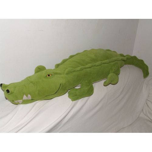 Crocodile Peluche Doudou Vert Yeux Jaunes 90 Cm