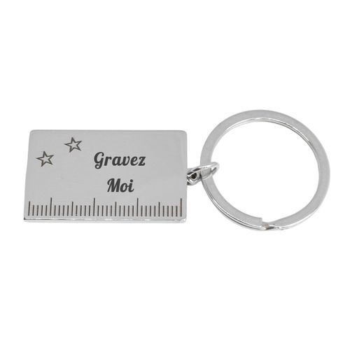 Porte-Clés Règle D'écolier En Acier Gravure Personnalisée