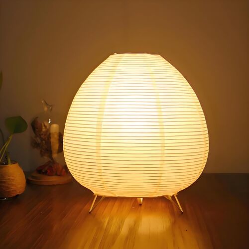 Subzonal-Lampe De Chevet En Papier De Riz, Lampe Japonaise, Abat-Jour Blanc Naturel Pour Ambiance Bohème Et Rétro, Douille E14, Câble 1,8m, H 23cm