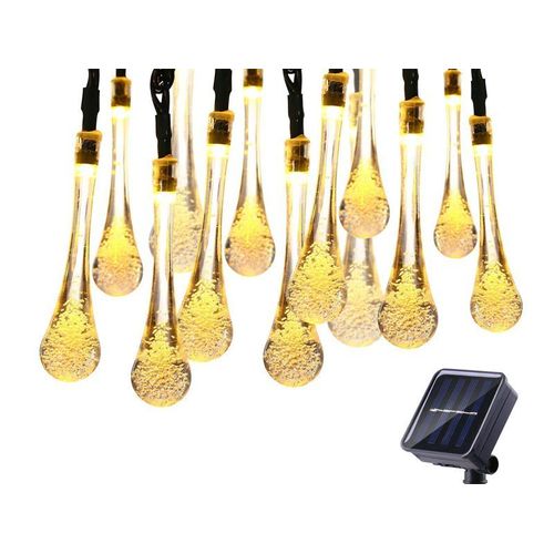 Guirlande Lumineuse Solaire À 20 Led, 5m, Goutte D'eau, Pour Décoration Extérieure De Jardin, Blanc Chaud