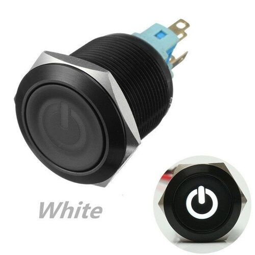 12v 22mm 6 Broches Led Interrupteur D'alimentation À Verrouillage Par Bouton-Poussoir En Métal, Blanc