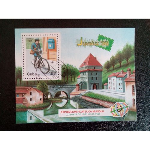 Timbre Cuba M I Bl 151 Facteur À Vélo Et Boîte Aux Lettres 1998 ( 14812 )