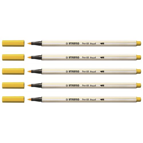 Stabilo Lot De 5 Feutres Pointe Pinceau Pen 68 Brush Jaune