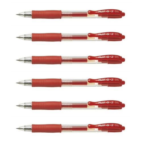 Pilot Lot De 6 Stylos Bille À Encre Gel G2 05 Pointe Fine Rouge
