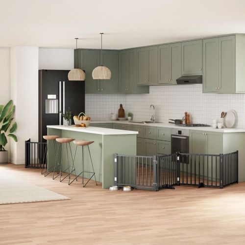 Vidaxl Barrière Pour Chien Porte Pliable 6 Panneaux Noir Bois Peuplier