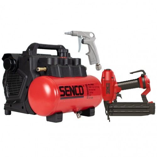 Pack compresseur, cloueur de finition et tuyau avec soufflette SENCO