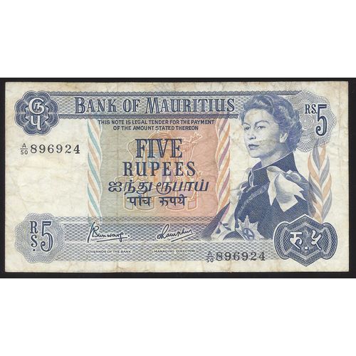 Maurice - 5 Rupees - 1967 - Sign3