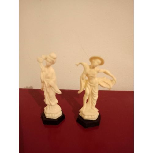 Lot de 2 statuettes Chinoises figurines Café Maurice 