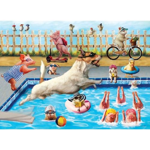Puzzle Pièces Xxl - Journée De Folie À La Piscine - Lucia Heffer - Puzzle 500 Pièces