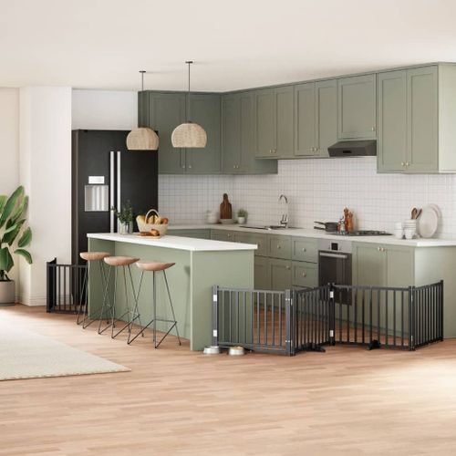 Vidaxl Barrière Pour Chien Porte Pliable 8 Panneaux Noir Bois Peuplier