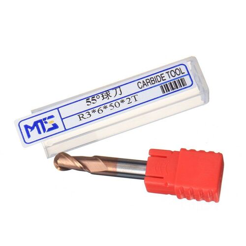 0.5-4mm carbure AlTiN HRC55 boule nez fraise fraise en acier au tungstène, R3 * 6 * 50 * 2T