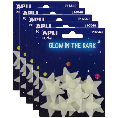 Apli Lot De 5 Etuis De 12 Stickers Petites Etoiles 3d 37mm Luminescente À Coller