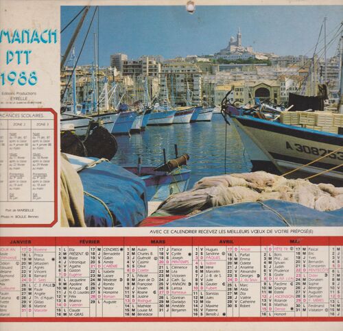 Almanach P.T.T. 1988 Eyrelle Port De Marseille / Paysage De Provence