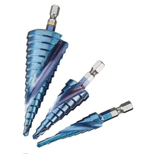 Pièces 1/4 Pouce Tige Hexagonale Hss Bleu-Plaqué Étape Foret Ensemble Spirale Rainure Trou Cutter Outils 4-12/4-20/4-32mm