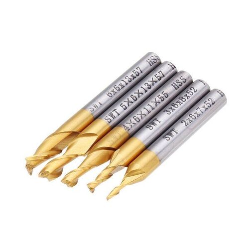 5 pièces 2 fl?te 2/3/4/5/6mm fraise HSS titane enduit 6mm tige fraise CNC outil