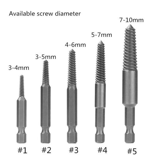 5pcs tige hexagonale dents grossières/fines extracteur de boulon endommagé extracteur de vis guide de foret boulon cassé ensemble de dissolvant de goujon,B - Teet fin