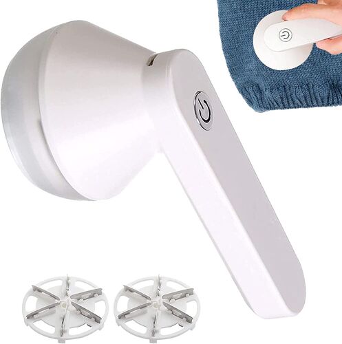 Rasoir Anti-Bouloche Électrique, Rasoir Anti Peluche Rechargeable,Machine Anti Bouloche pour Vêtements et Meubles, avec 2 Lame Rechange(Blanc)