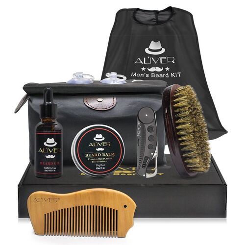 7pcs Aliver Soin De La Barbe Ensemble Outil De Coiffure Peigne À Barbe Se Pliant Dans La Poche