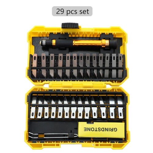 Lames 14/29pcs Hobby Craft Carving Cutter Blade Set Pour Art Modeling Scrapbooking Et Sculpture Woodworking, 1x 29pcs Carving Blade Set