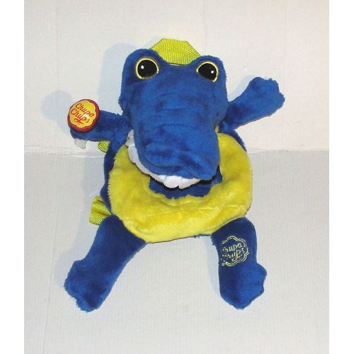 Crocodile Bleu Chupa Chups - Peluche Sac A Dos Model Yeux Brodés 28 Cm