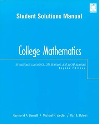 Student Solutions Manual To College Math & Business Accounting