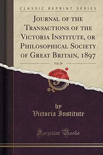 Institute, V: Journal Of The Transactions Of The Victoria In