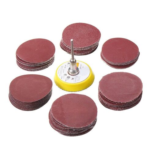 60pcs 50mm Disque De Pon?Age Papier Abrasif Avec Support Pour Outil Rotatif Dremel