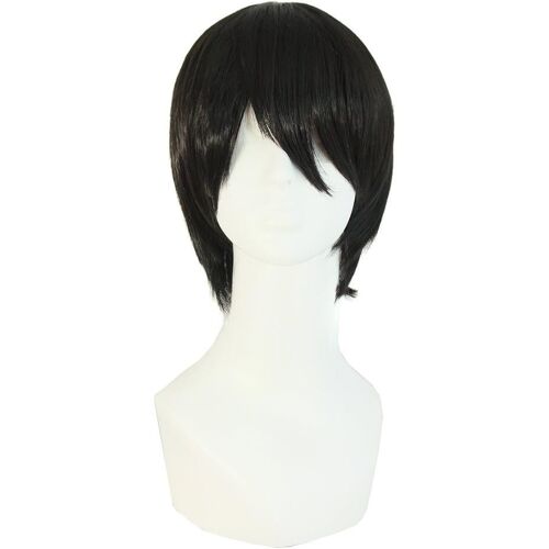 Kalanka-25cm/ 10 Pouce Court Droit Homme Droit Perruques (Noir) 