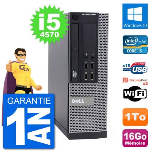 PC Dell 9020 SFF Intel Core i5-4570 RAM 16Go Disque Dur 1To Windows 10 Wifi