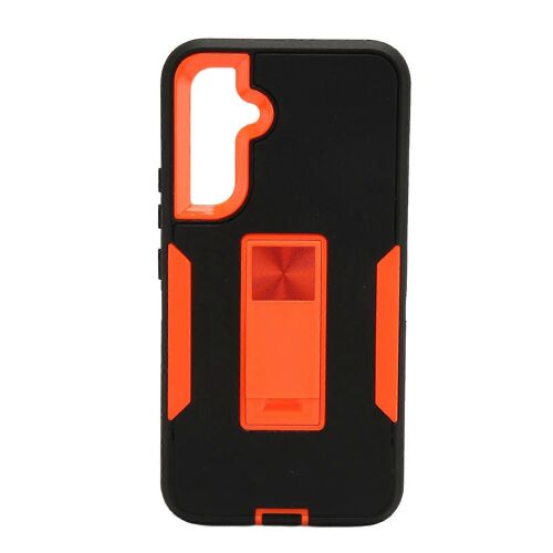 Étui de téléphone magnétique Support de voiture PC et silicone noir et orange antichoc protection pour téléphone pour A54