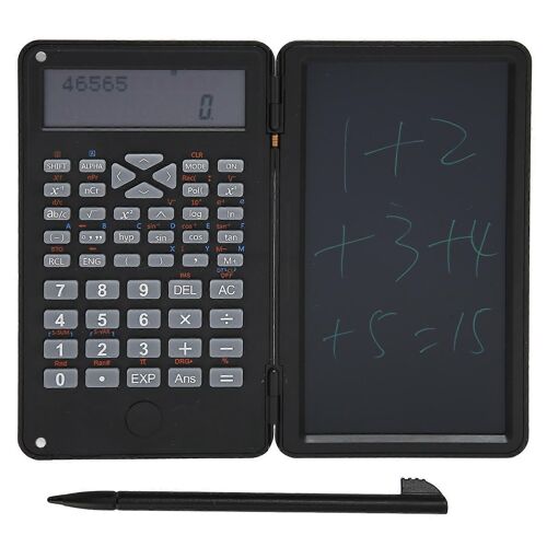 Calculatrice avec bloc-notes portable 10 chiffres LCD affichage scientifique calculatrice pour les réunions de bureau de l'école et la famille noir
