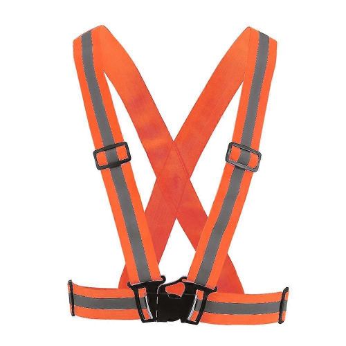 Gilet Réfléchissant Sangle De Gilet De Sécurité Élastique Réglable Pour Courir Cyclisme Jogging Orange