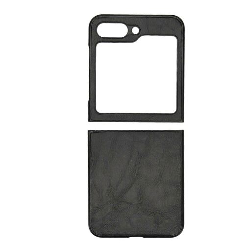 Étui en cuir de protection de téléphone à écran pliant Étui de téléphone portable anti-rayures anti-chute pour Galaxy Z Flip 5 Grain de cuir noir
