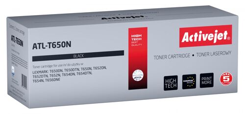 Activejet Cartouche de toner ATL-T650N pour imprimantes Lexmark; Remplacement Lexmark T650A11E; Suprême; 6000 pages; noire