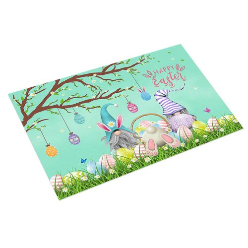 Lapin de Pâques Door Mat 15,7 x 23,6 pouces Happy Easter Gnomes Oeufs Printemps Tapis de sol Salle de bain Paillasson Bienvenue Mat